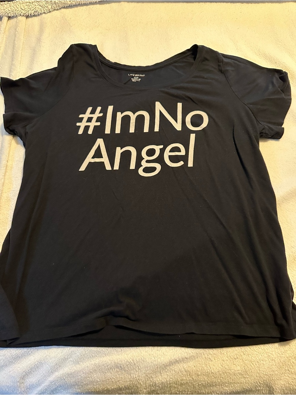 Lane Bryant Black Short-Sleeve Graphic Tee "#ImNoAngel"